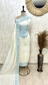Chikankari Elegance Mul chanderi Unstitched suit