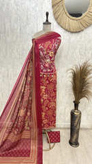 Olive Floral Elegance Cotton Unstitched suit