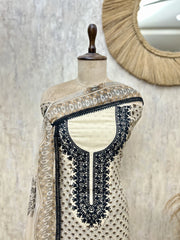 Elegant Ivory Embroidered Unstitched suit
