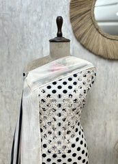 Floral Polka Mul chanderi Unstitched suit
