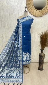 Indigo Jamdani Unstitched suit