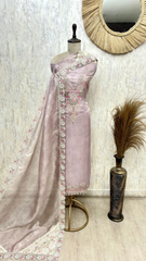 Rose Embroidered Glass Organza Unstitched Suit