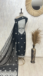 Fine Cotton Chanderi Unstitched Suit with Elephant Motifs