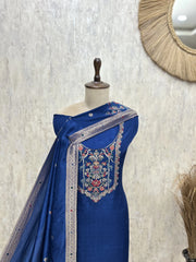 The Poetry of Heritage Embroidery Tussar Silk Unstitched Suits