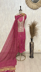 Zari-Encrusted Elegance Tafetta Silk Unstitched Suits