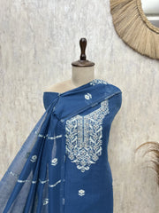 Indigo Elegance Jamdani Unstitched suit