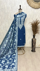 Indigo Elegance Jamdani Unstitched suit