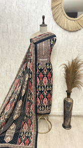 Heritage Ikat Printed Cotton Unstitched Suit