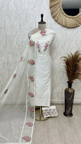 The V-Patti Lacework 70 Gram Pure Chanderi Unstitched Suits