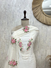 The V-Patti Lacework 70 Gram Pure Chanderi Unstitched Suits