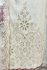 Off-White Rose Cutwork Ensemble Unstitched Suits