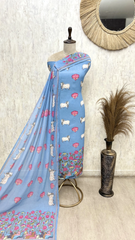 The Pichwai Lotus Mul Chanderi Unstitched Suit