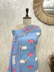 The Pichwai Lotus Mul Chanderi Unstitched Suit