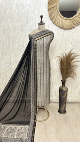The Zari Stripe Kalamkari Panel Maheshwari Unstitched Suit