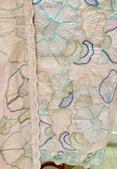 Scallop Edge Floral Mul Chanderi Unstitched Suits
