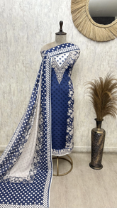 Polka Dot Allure Muslin Unstitched Suits