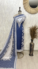 Polka Dot Allure Muslin Unstitched Suits