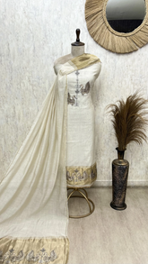 Timeless Jamdani linen Plumage Unstitched Suits