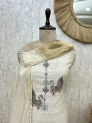 Timeless Jamdani linen Plumage Unstitched Suits