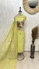 Whispering Wildflowers Mul Chanderi Unstitched Suits