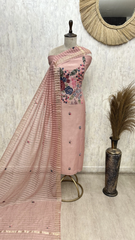 Whispering Wildflowers Mul Chanderi Unstitched Suits