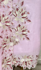 Floral Applique Mul Chanderi Unstitched Suits
