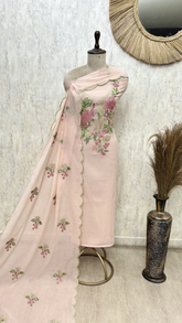 Blossom Manuscript Mul Chanderi Unstitched Suits