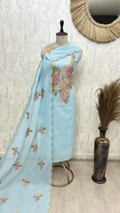 Blossom Manuscript Mul Chanderi Unstitched Suits