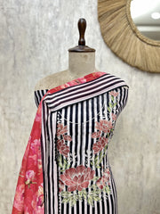 Petals & Pinstripes Mul Cotton Unstitched Suits