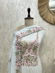 Swan and Flowers Elegance Mul Chanderi Unstitched Suits