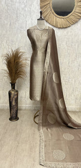Classic Gold Brocade Unstiched Suit