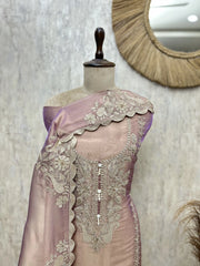 Majestic Embellished Glass Organza Unstitched Suit