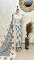 Polka Blossom Mul Chanderi Unstitched Suit