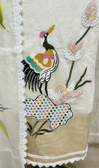 Blooming Aviary Mul Chanderi Unstitched Suit