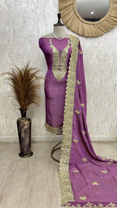 Classic Wine Charm Unstiched Suit