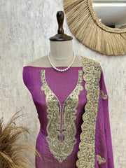 Classic Wine Charm Unstiched Suit