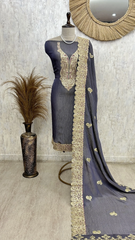 Classic Wine Charm Unstiched Suit