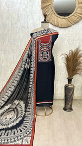 Temple Artistry Maheshwari Unstitched Suit