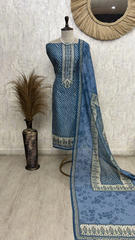 Elegant Ethnic Blues Unstiched Suit