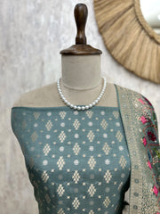 Banarasi Silk Unstitched Suit Set