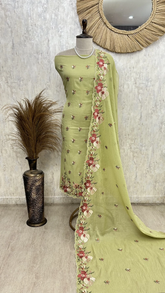 Floral Mul chanderi unstitched suit