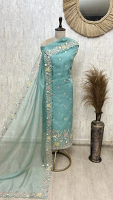 Celestial Bloom Glass Organza Unstitched Suit