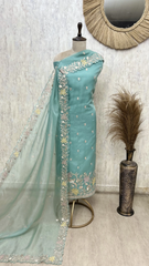 Celestial Bloom Glass Organza Unstitched Suit