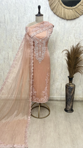 Lustre Bloom Crush Tissue Unstitched Suit