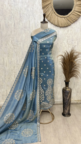 Azure Royale Tissue Unstitched Suit