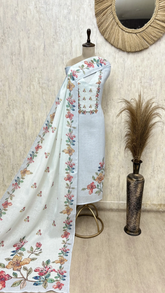 Floral Whisper Linen Unstitched Suit