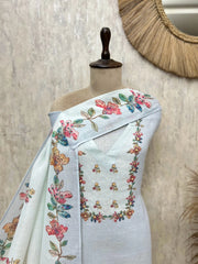 Floral Whisper Linen Unstitched Suit