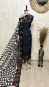 Mystic Bloom Linen Elegance Unstitched Suit