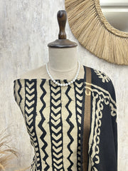 Chic Ethnic Lines Unstitched Suit