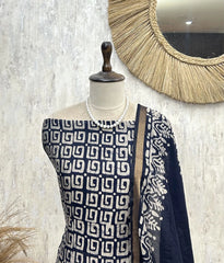 Chic Ethnic Lines Unstitched Suit